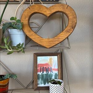 Vintage Heart Shaped Wooden Wall hanging decor Cottagecore Wood MCM Mid century